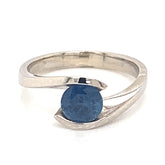 14K White Gold Ring w/ a 1.07 Carat Round Ceylon Blue Sapphire